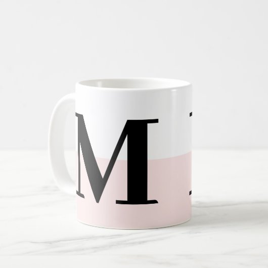 モノグラムエレガントモダンギフト赤面ピンクコーヒーマグ コーヒーマグカップ (正面左)