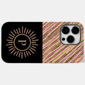 モノグラムエレガントモダンストライプ金ゴールドブラック Case-Mate iPhoneケース (裏面 (横))