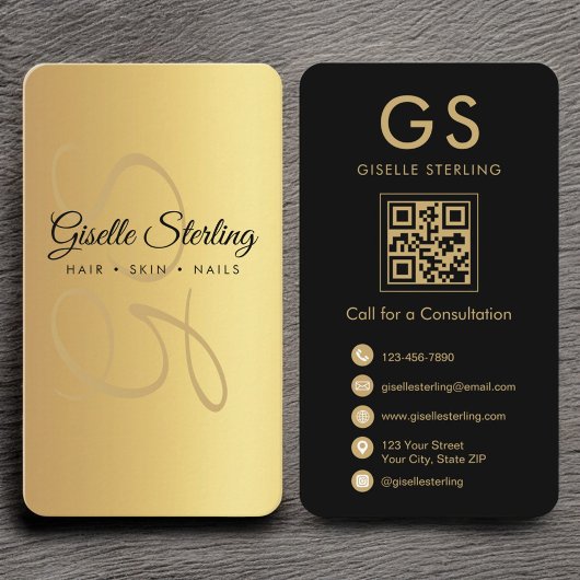 モノグラムエレガントモダンビジネスブランディングQRコード 名刺