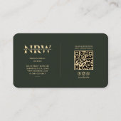 モノグラムエレガントモダンプロフェッショナルダークグリーン 名刺 (裏面)