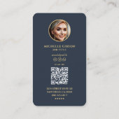 モノグラムエレガントモダンプロフェッショナルダークブルーQr 名刺 (裏面)