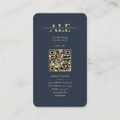 モノグラムエレガントモダンロギング演算子ダークブルー 名刺 (裏面)