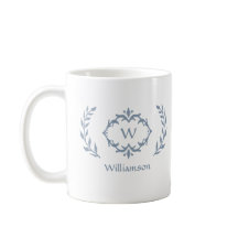 モノグラムエレガントモダンローレルリースダスティブルー