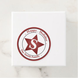 モノグラムエレガントモダン名前をカスタムするハッピーホリデー フェイバータグ