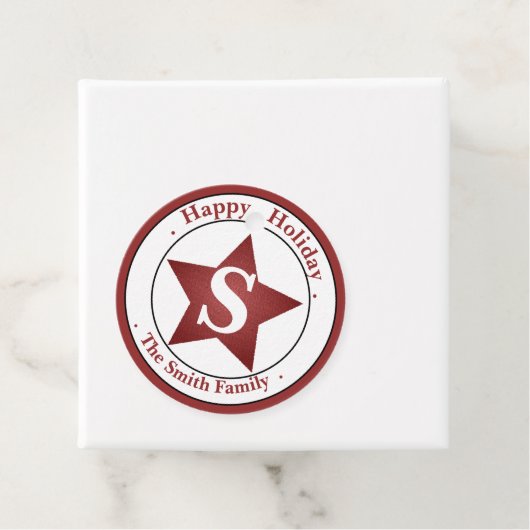 モノグラムエレガントモダン名前をカスタムするハッピーホリデー フェイバータグ (インサイチュ)