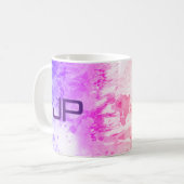 モノグラムエレガントモダン抽象芸術アートブルーピンク コーヒーマグカップ (正面左)