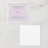 モノグラムエレガントモダン金ゴールドパープルトレンディープレーン スクエア名刺 (正面/裏面)