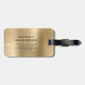 モノグラムエレガントモダン金ゴールドブラシ付きグラムメタリック ラゲッジタグ (裏面横)