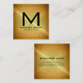 モノグラムエレガントモダン金ゴールド金属 スクエア名刺 (正面/裏面)