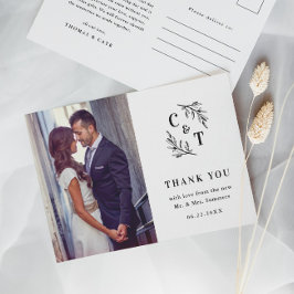 モノグラムエレガントモノクロ写真ありがとう ポストカード