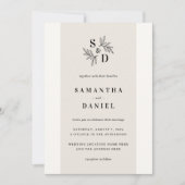 モノグラムエレガントライトタン中性アイボリー結婚ズ 招待状 (正面)