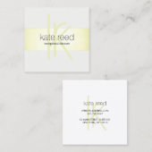 モノグラムエレガントライムグリーンモダンストライプ スクエア名刺 (正面/裏面)