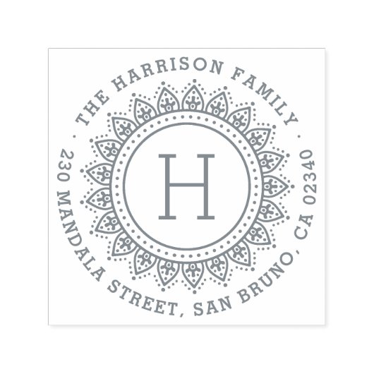 モノグラムエレガントラウンドファミリー名差出人住所 セルフインキングスタンプ (デザイン)