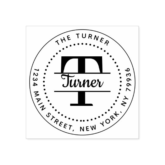 モノグラムエレガントラウンド差出人住所 ラバースタンプ (インプリント)