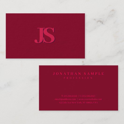 モノグラムエレガントラグジュアリープレミアムシック紙 名刺 (正面/裏面)