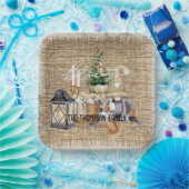 モノグラムエレガントラスティックウォーターカラーホリデーパーティー ペーパープレート (パーティー)