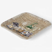 モノグラムエレガントラスティックウォーターカラーホリデーパーティー ペーパープレート (傾斜あり)