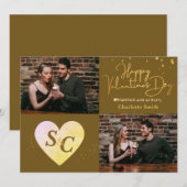 モノグラムエレガントラブバレンタインのカップルの写真 シーズンカード (正面/裏面)