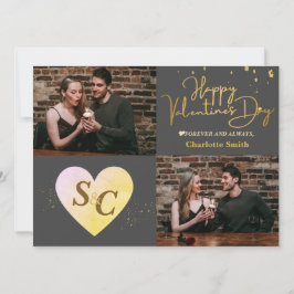 モノグラムエレガントラブバレンタインのカップルの写真 シーズンカード