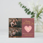 モノグラムエレガントラブバレンタインのカップルの写真 シーズンポストカード (スタンド正面)