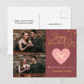 モノグラムエレガントラブバレンタインのカップルの写真 シーズンポストカード (正面/裏面)