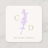 モノグラムエレガントラベンダーラークスパーフローラ スクエア名刺 (正面)