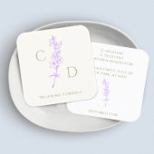 モノグラムエレガントラベンダーラークスパーフローラ スクエア名刺