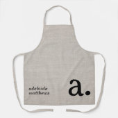 モノグラムエレガントリネンモダンルックイニシャル名 エプロン (正面)