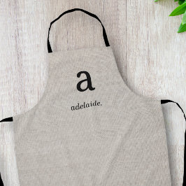 モノグラムエレガントリネンモダンルックイニシャル名 エプロン