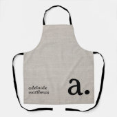 モノグラムエレガントリネンモダンルックイニシャル名 エプロン (正面)
