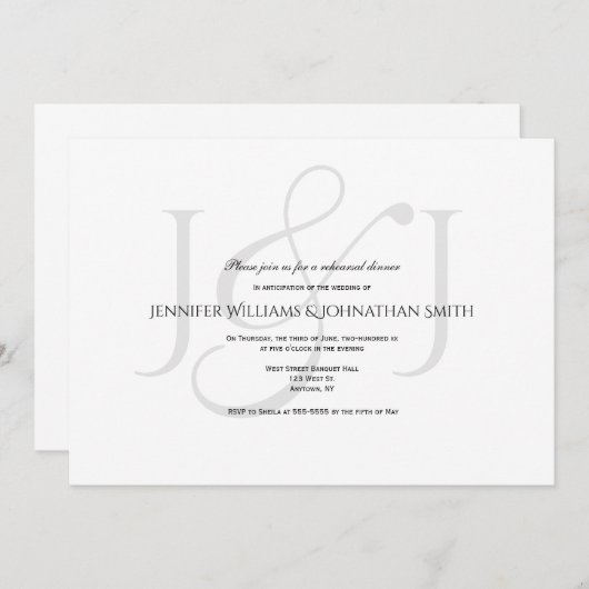 モノグラムエレガントリハーサルのディナー招待状 招待状 (正面/裏面)