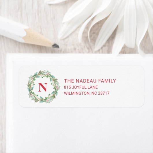 モノグラムエレガントリースクリスマス差出人住所 ラベル (インサイチュ)