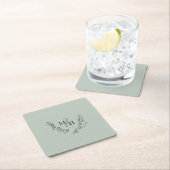 モノグラムエレガントリースセージ結婚ズ スクエアペーパーコースター (インサイチュ)