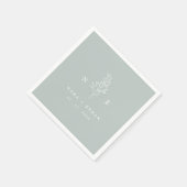 モノグラムエレガントリーフセージ緑結婚の スタンダードカクテルナプキン (角)