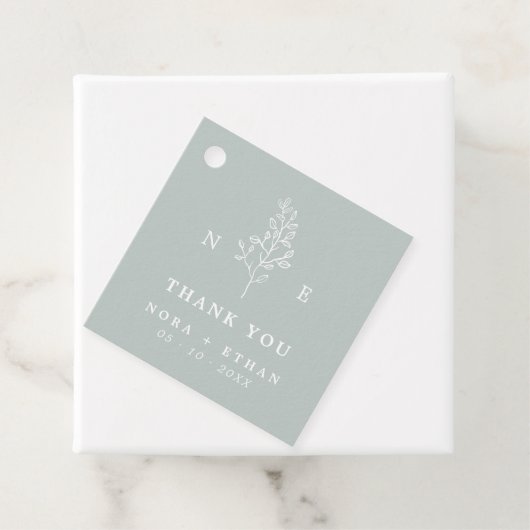 モノグラムエレガントリーフセージ緑結婚の フェイバータグ (インサイチュ)