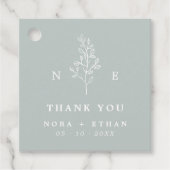 モノグラムエレガントリーフセージ緑結婚の フェイバータグ (正面)