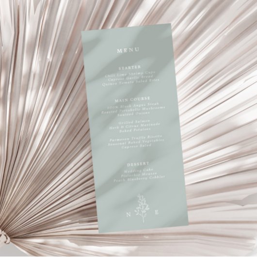 モノグラムエレガントリーフセージ緑結婚の メニュー