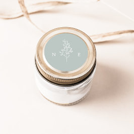 モノグラムエレガントリーフセージ緑結婚の ラウンドシール