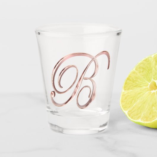 モノグラムエレガントレターBバラフェイク金ゴールドシック ショットグラス (正面)