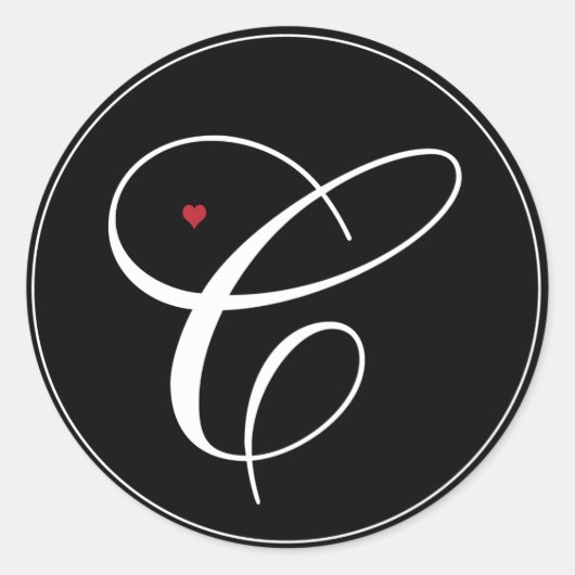 モノグラムエレガントレターC (ハート付) ラウンドシール (正面)