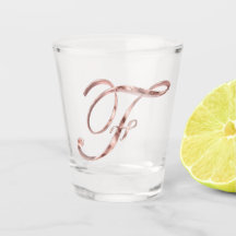 モノグラムエレガントレターFバラ金ゴールドシック