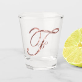 モノグラムエレガントレターFバラ金ゴールドシック ショットグラス