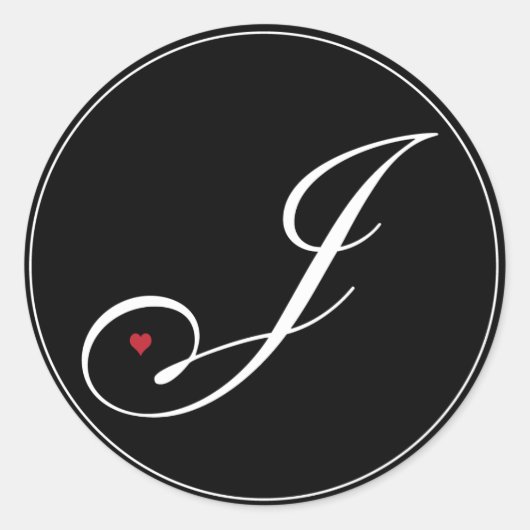 モノグラムエレガントレターJ (ハート付き) ラウンドシール (正面)