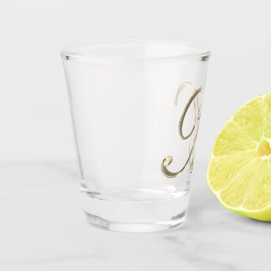 モノグラムエレガントレターMフェイク金ゴールドシック ショットグラス (左)