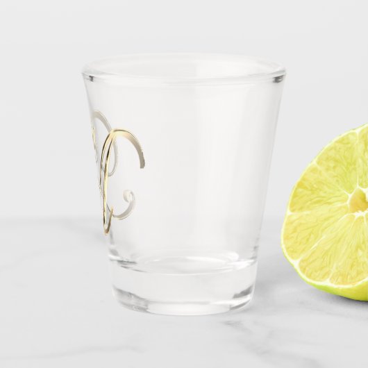 モノグラムエレガントレターMフェイク金ゴールドシック ショットグラス (右)