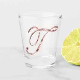 モノグラムエレガントレターTバラ金ゴールドシック ショットグラス