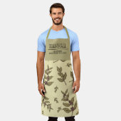 モノグラムエレガントレトロベージュ背景植物 エプロン (着用した状態)