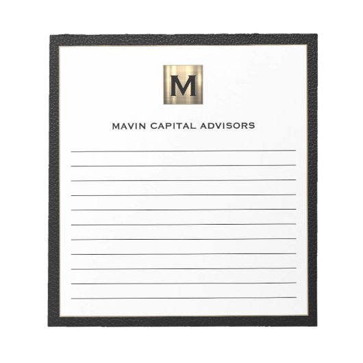 モノグラムエレガントロゴがラインされたNotepad for Business ノートパッド (正面)