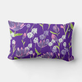 モノグラムエレガントロマンチックピンクパープルフローラ ランバークッション (裏面)