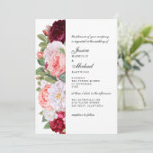 モノグラムエレガントヴィンテージバラブルグンディ結婚ズ 招待状 (スタンド正面)